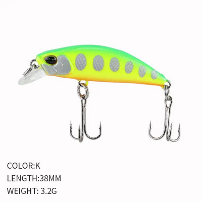 Kuum 38mm 3,2G mini Jaapani mudel uppuv Minnow kalapüügi landid Jerkbaits Peche kunstsöödaga vobler forell-ahvenkarpkala jaoks
