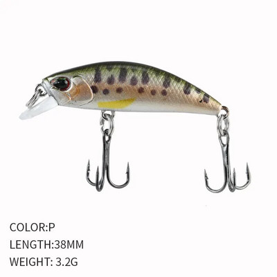Kuum 38mm 3,2G mini Jaapani mudel uppuv Minnow kalapüügi landid Jerkbaits Peche kunstsöödaga vobler forell-ahvenkarpkala jaoks