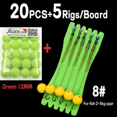 JIGEECARP 5 komada pribora za ribolov šarana Gotovi vezani pribor za šarana s boilie Pop Up Hooklink Hair pribor s uzicom za bodljikavu udicu