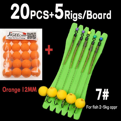 JIGEECARP 5 komada pribora za ribolov šarana Gotovi vezani pribor za šarana s boilie Pop Up Hooklink Hair pribor s uzicom za bodljikavu udicu