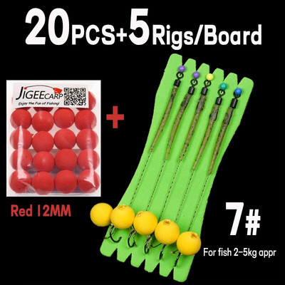JIGEECARP 5 komada pribora za ribolov šarana Gotovi vezani pribor za šarana s boilie Pop Up Hooklink Hair pribor s uzicom za bodljikavu udicu