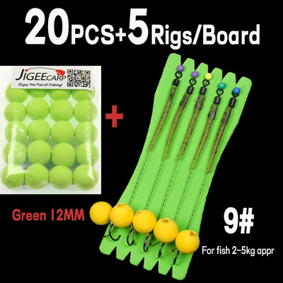 JIGEECARP 5 komada pribora za ribolov šarana Gotovi vezani pribor za šarana s boilie Pop Up Hooklink Hair pribor s uzicom za bodljikavu udicu
