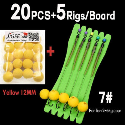 JIGEECARP 5 komada pribora za ribolov šarana Gotovi vezani pribor za šarana s boilie Pop Up Hooklink Hair pribor s uzicom za bodljikavu udicu