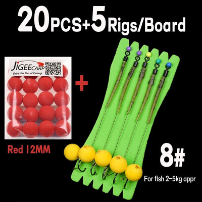 JIGEECARP 5 komada pribora za ribolov šarana Gotovi vezani pribor za šarana s boilie Pop Up Hooklink Hair pribor s uzicom za bodljikavu udicu