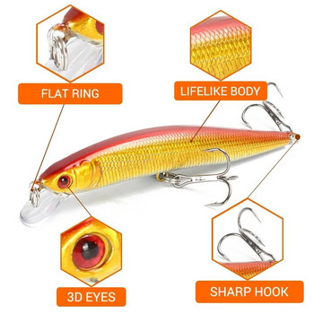 Плаваща риболовна примамка Minnow 10 см 8 г 3D очи Crankbait Воблери Изкуствена пластмасова твърда стръв Бас Щука Jerkbait Риболовни принадлежности