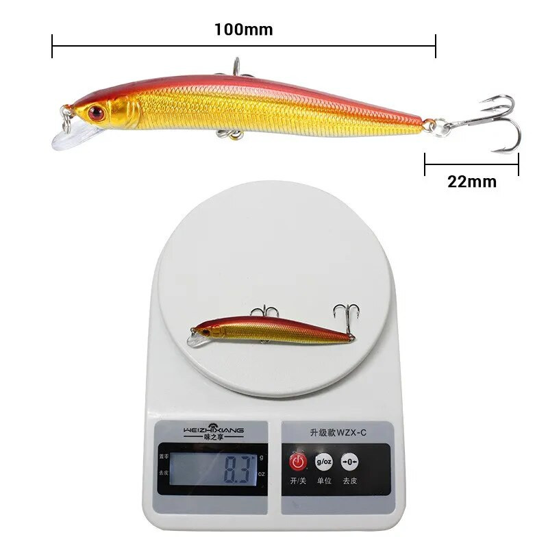 Peldošs Minnow makšķerēšanas māneklis 10cm 8g 3D Eyes Crankbait vobleri mākslīgās plastmasas cietās ēsmas bass līdakas Jerkbait makšķerēšanas piederumi