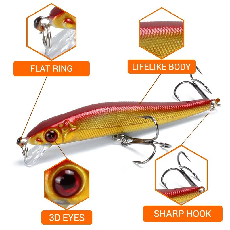 1kom Mamac za pecanje Minnow 3D oči 8,5 cm/5,8 g Crankbait vobleri Umjetni tvrdi mamac Bas Štuka Ribolov šarana Pesca