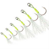 10 tk/partii helendav püügilant Aeglane jigging kalapüük rakised Abikonks Okkast Üksikkonksud Niit Sulg Kõrge süsinikusisaldusega teras