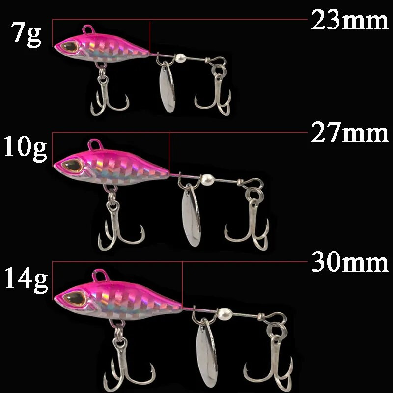 Metalni Vib mamac za ribolov Vortex Spinning 7g 10g 14g Rotirajuće šljokice Slatkovodni tvrdi mamac Vibracijski spinner Žlica za štuku