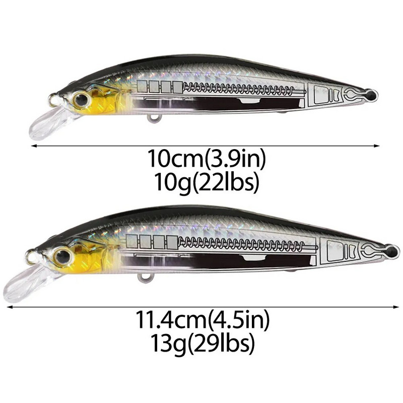 Magnetkaalu rippuv Minnow 10g 13g kalastuslant Jerkbait Crank Pesca Carp Popper Sea Pike Swimbait Vobbler Kunstsööt