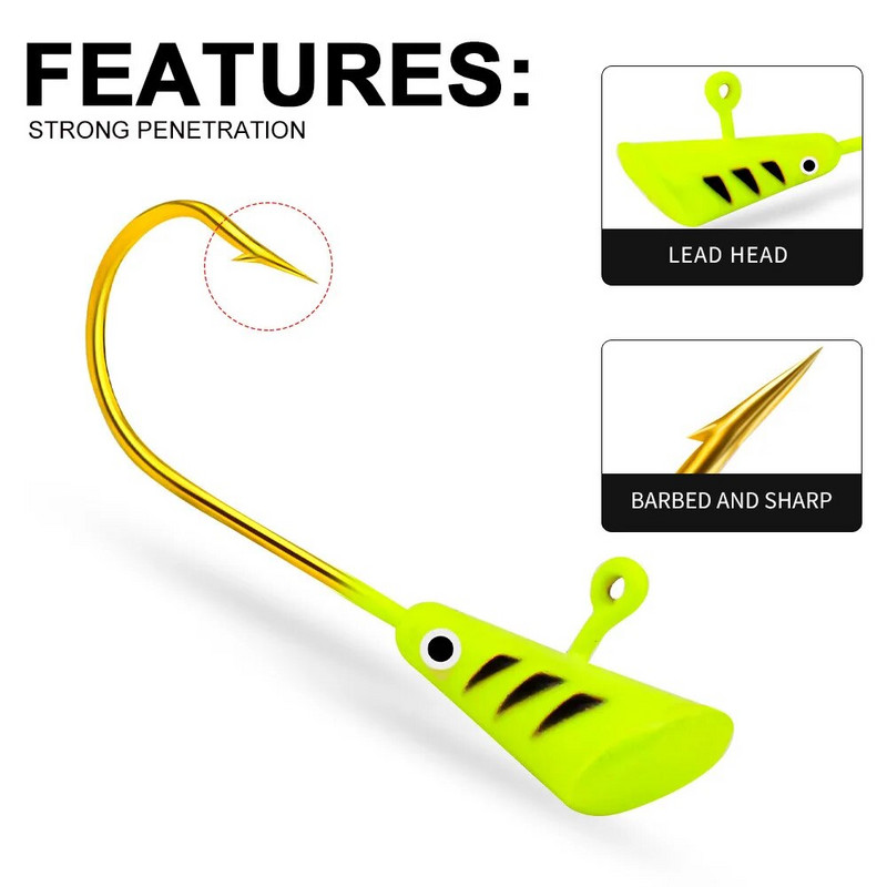 5 bucăți/lot cârlig cu cap de plumb 0,8g 1,8g 2,9g cârlig de pescuit Minnow Shad Jig cap vierme cârlig pentru bas păstrăv apă dulce apă sărată