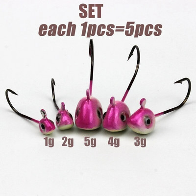 5 tk finesse jingging kalapüügi jigipeaga konks pehmest plastist kalapüügi landiks virsiku roosa värvi keraamiline värv kõrge süsinikusisaldusega konks