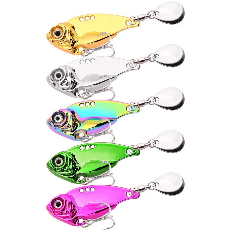 Besisukantis blizgutis metalinis VIB 7g 10g 15g 20g žvejybos masalas besisukantis uodega Vibracijos šaukštas Spinner masalas Crankbait Bass žvejybos reikmenys