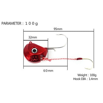 Νέα BIG JIG Lures 40g 60g 80g 100g Metal Head Jigs Γάντζοι ψαρέματος με μονό γάντζο Αξεσουάρ Pesca Σκάφος Εξοπλισμός θαλάσσιου ψαρέματος