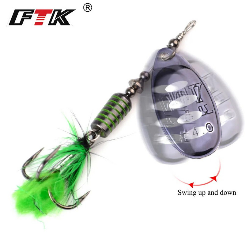 FTK 1tk Spinner Bait 7,5g 12g 17,5g Hard Spoon Bass Landid Metallist püügilant suleliste kolmikkonksudega haugipüügiks