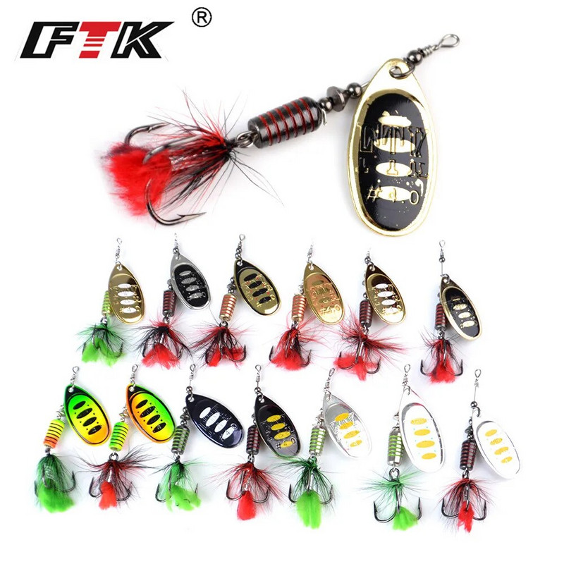 FTK 1tk Spinner Bait 7,5g 12g 17,5g Hard Spoon Bass Landid Metallist püügilant suleliste kolmikkonksudega haugipüügiks