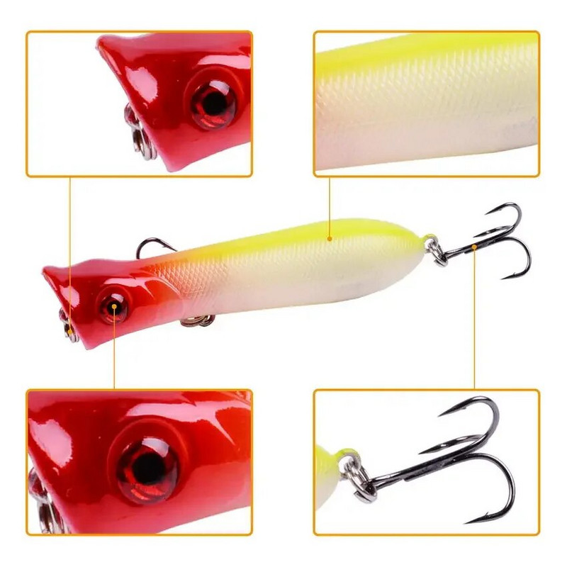 1 tk 8cm 11g 6# konksud Pesca kunstsööt Peche kalapüügitarvete peal vesi meriahvena popperi peibutis vobler vänderööt