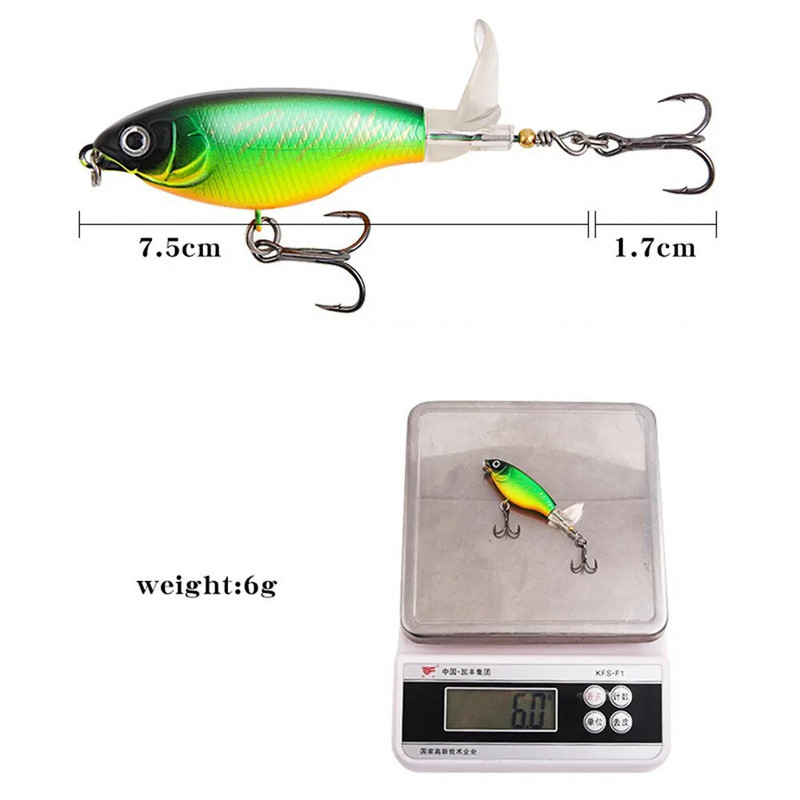 1 tk Topwater Whopper Plopper püügilant 6g/10g trolling säga kunstlik kõva sööt pehme pöörleva sabaga kalastustarvetega
