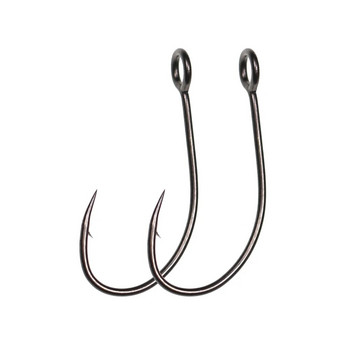 Bimoo 30 τμχ Μαύρο νικέλιο Big Eye Fish Hooks High Carbon Steel Μονό αγκίστρι Fly Fishing Άγκιστρα δεσίματος Minin Spoon Lure Αγκοφωτοί γάντζοι