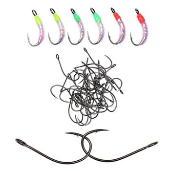 Bimoo 30 τμχ Μαύρο νικέλιο Big Eye Fish Hooks High Carbon Steel Μονό αγκίστρι Fly Fishing Άγκιστρα δεσίματος Minin Spoon Lure Αγκοφωτοί γάντζοι