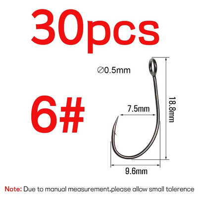 Bimoo 30 tk musta nikliga suure silmaga kalakonksud kõrge süsinikusisaldusega terasest ühe konksuga kärbsepüük sidumiskonksud minilusikaga peibutis okastkonksud