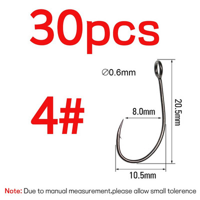 Bimoo 30 tk musta nikliga suure silmaga kalakonksud kõrge süsinikusisaldusega terasest ühe konksuga kärbsepüük sidumiskonksud minilusikaga peibutis okastkonksud