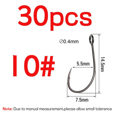 Bimoo 30 tk musta nikliga suure silmaga kalakonksud kõrge süsinikusisaldusega terasest ühe konksuga kärbsepüük sidumiskonksud minilusikaga peibutis okastkonksud