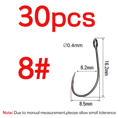 Bimoo 30 tk musta nikliga suure silmaga kalakonksud kõrge süsinikusisaldusega terasest ühe konksuga kärbsepüük sidumiskonksud minilusikaga peibutis okastkonksud