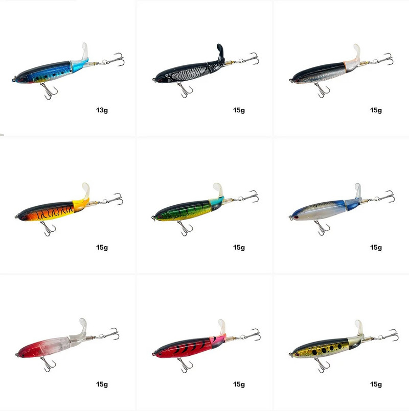Whopper Popper 10cm/11cm/14cm Topwater риболовна примамка Blowups Pike Baits Въртяща се опашка риболовни принадлежности Crankbait воблери