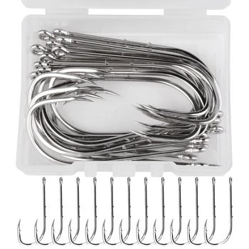 Aorace 20pcs/ Box Long Shank Fishing Hook 1/0#-6/0# Fish Hooks High Carbon Steel Sharp Barbed Offset Στενό αγκίστρι για δόλωμα Άγκιστρο ψαρέματος