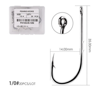 Aorace 20 vnt. / Dėžutė Ilgo koto žvejybos kabliukas 1/0#-6/0# Žuvies kabliukai Anglies plienas, aštrus spygliuotas, ofsetinis siauras masalo kabliukas.