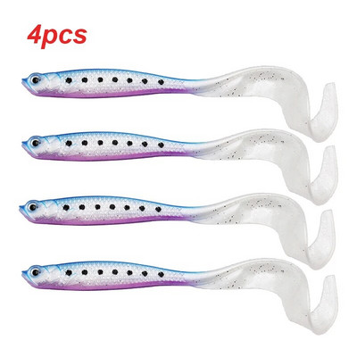 4tk Jigging Vooblerid Püügilant 11,5cm 6,1g Shad T-saba pehme sööt Tehislik silikoon landid Bass Pike kalastustarbed Vobler