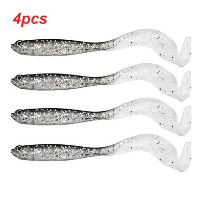 4tk Jigging Vooblerid Püügilant 11,5cm 6,1g Shad T-saba pehme sööt Tehislik silikoon landid Bass Pike kalastustarbed Vobler