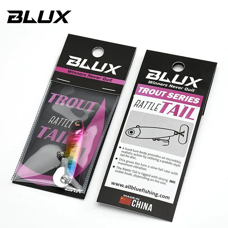 BLUX Rattle Tail 38mm 44mm Power Shining Paddle Metal Jig Fast Zinc Jigging Spoon Bait Bas pastrv Tone Tvrdi mamac za ribolov