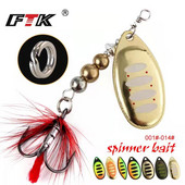 FTK Super 7g/8g/9g/11g/15g/17,5g žvejybos šaukštų masalai su monofilamentine žalvario medžiaga, aštria kabliuko plunksna, ovalios gluosnio lapų mentės