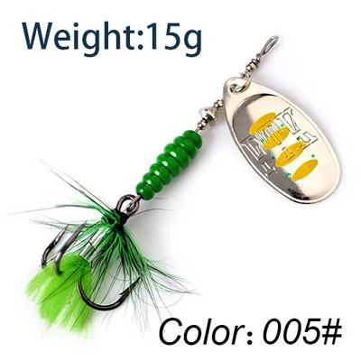 FTK Super 7g/8g/9g/11g/15g/17,5g žvejybos šaukštų masalai su monofilamentine žalvario medžiaga, aštria kabliuko plunksna, ovalios gluosnio lapų mentės