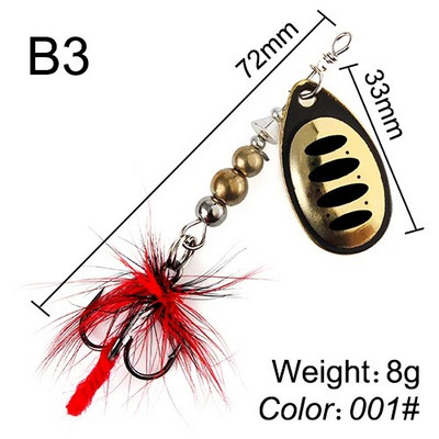 FTK Super 7g/8g/9g/11g/15g/17,5g žvejybos šaukštų masalai su monofilamentine žalvario medžiaga, aštria kabliuko plunksna, ovalios gluosnio lapų mentės