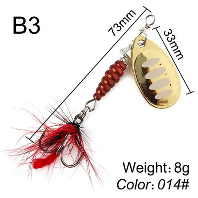 FTK Super 7g/8g/9g/11g/15g/17,5g žvejybos šaukštų masalai su monofilamentine žalvario medžiaga, aštria kabliuko plunksna, ovalios gluosnio lapų mentės