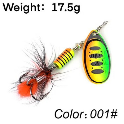 FTK Super 7g/8g/9g/11g/15g/17,5g žvejybos šaukštų masalai su monofilamentine žalvario medžiaga, aštria kabliuko plunksna, ovalios gluosnio lapų mentės