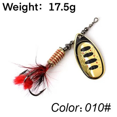 FTK Super 7g/8g/9g/11g/15g/17,5g žvejybos šaukštų masalai su monofilamentine žalvario medžiaga, aštria kabliuko plunksna, ovalios gluosnio lapų mentės