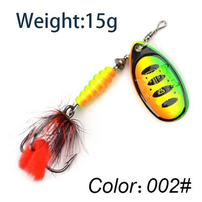 FTK Super 7g/8g/9g/11g/15g/17,5g žvejybos šaukštų masalai su monofilamentine žalvario medžiaga, aštria kabliuko plunksna, ovalios gluosnio lapų mentės