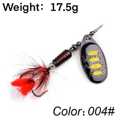 FTK Super 7g/8g/9g/11g/15g/17,5g žvejybos šaukštų masalai su monofilamentine žalvario medžiaga, aštria kabliuko plunksna, ovalios gluosnio lapų mentės