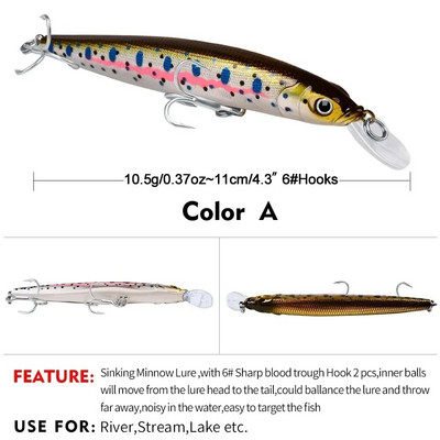 Vrhunski laserski mamci za ribolov gavca s udicom Blood Groove 11 cm 10,5 g tvrdi mamac 6 boja šaranski ribolov za mušičarenje