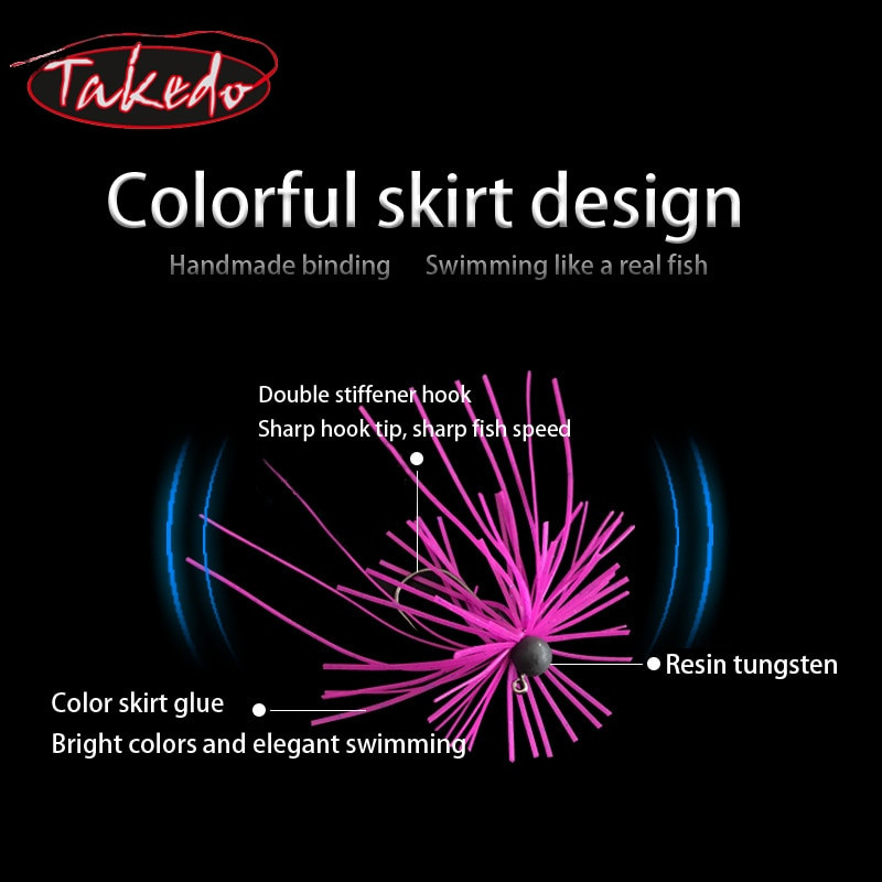 TAKEDO HDS03 1.8G – 5G ZITHER RUBER JIG Spinnerbait Blades Silikoonist seelik Merevee vaigust Volfram Jig Head Spinner Kummist Jig