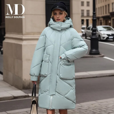 MEILLY DOLPHIN 2023 Naujas Snow Wear žieminis paltas moterims šilta laisvalaikio žieminė striukė su gobtuvu ilga parkas