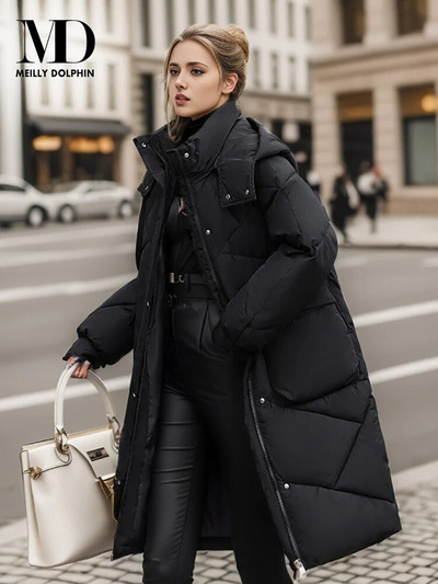 MEILLY DOLPHIN 2023 Naujas Snow Wear žieminis paltas moterims šilta laisvalaikio žieminė striukė su gobtuvu ilga parkas