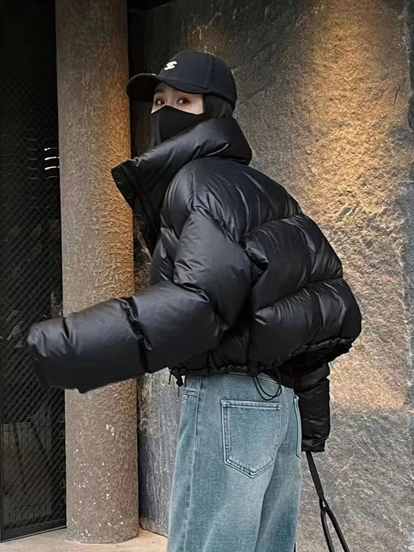 Jmprs Debele ženske parke Zimske tople široke pufaste kapute Korejske jakne s podstavljenim pamukom i samostojećim ovratnikom Crna modna ženska odjeća