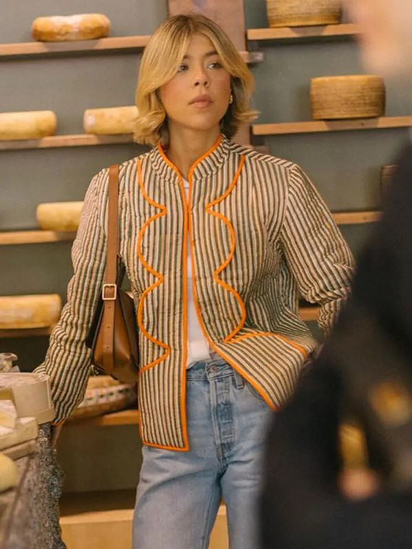 Kontrastvärvi triibuline lühike mantel Standkrae Vintage soe paks naiste jope 2023 sügistalvine vaba daami mantel