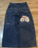 JNCO kottis teksad Hip-Hop Rocki tikandiga meeste naiste 2023. aasta uus mood tänavarõivad Retro Harajuku kõrge vöökohaga laia säärega teksad
