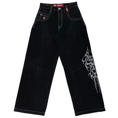 JNCO kottis teksad Hip-Hop Rocki tikandiga meeste naiste 2023. aasta uus mood tänavarõivad Retro Harajuku kõrge vöökohaga laia säärega teksad